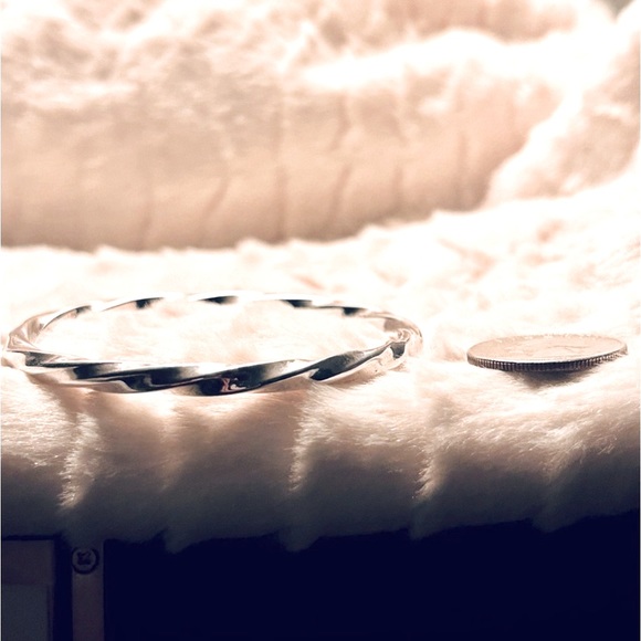 Genuine Sterling Silver Bangle Bracelet - Picture 6 of 11